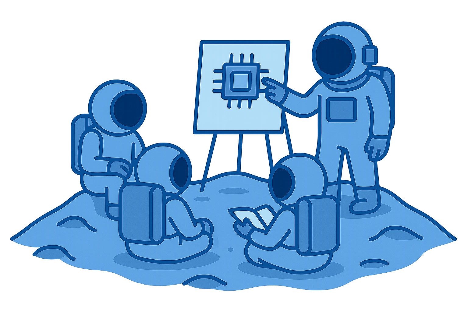 Training console on a spacecraft screen